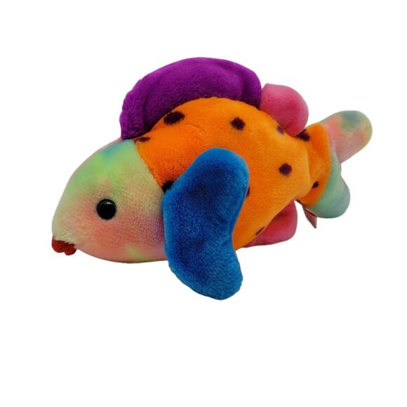 TY "Lips" Beanie Baby Buddies Tye Dye Large Plush Fish 1999 Retired - Picture 1 of 7